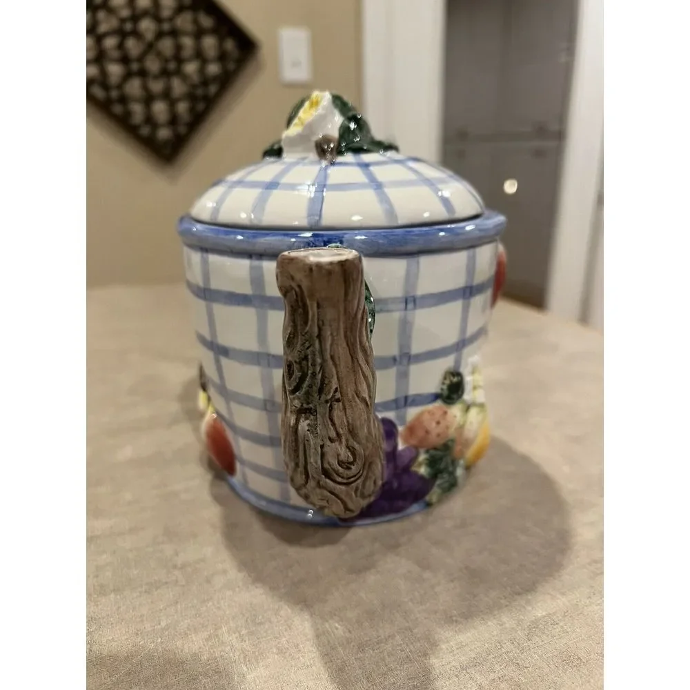 Fitz and Floyd Omnibus Vintage Fruit Arbor Teapot And Sugar Bowl 1994
